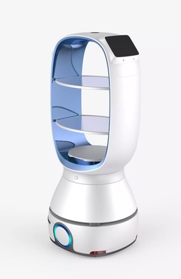 擎朗送餐機器人 上海木馬設計的工業(yè)美學與智能服務融合